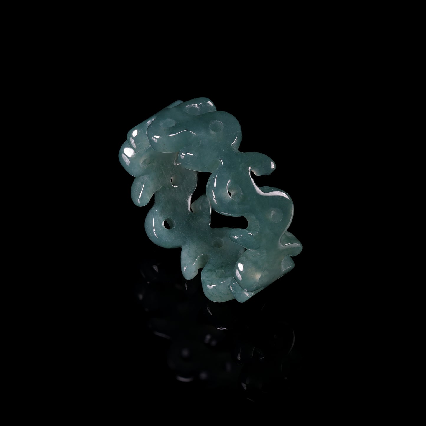 Auspicious Cloud Hollow Jade Ring - Grade A Natural Jade Jewelry