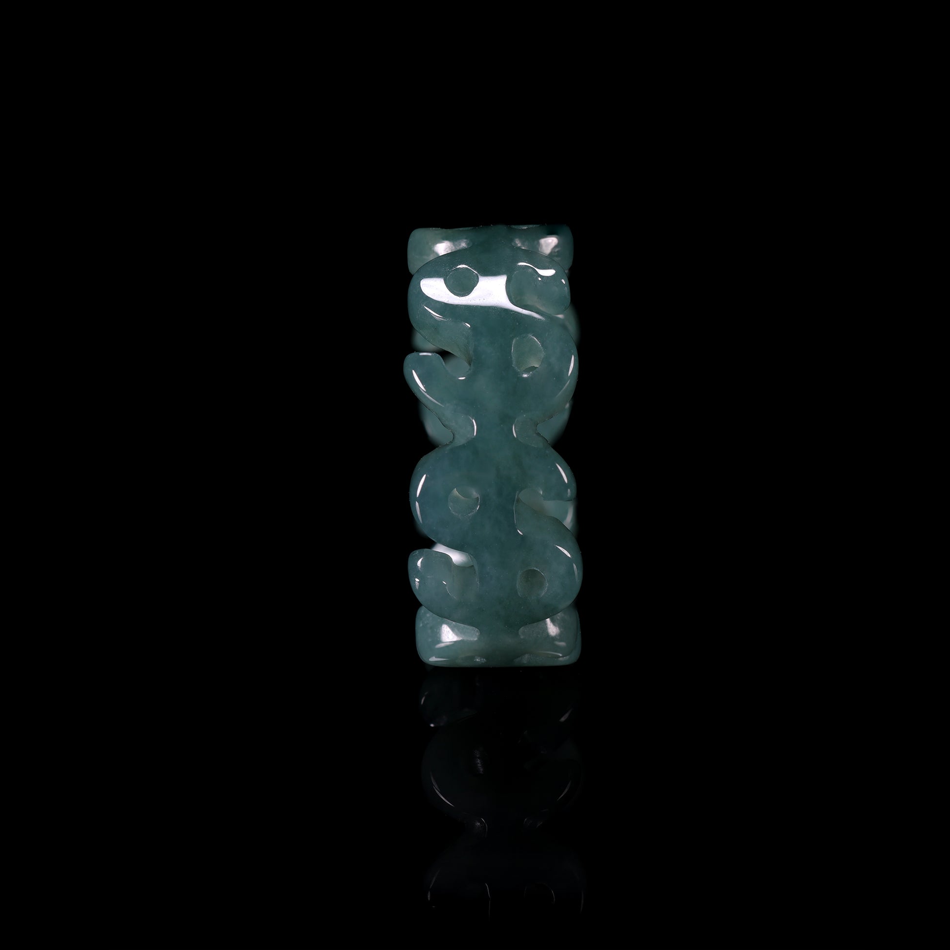 Auspicious Cloud Hollow Jade Ring - Certified Grade A jade ring from Jadelume