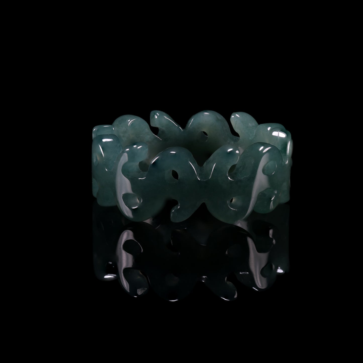 Auspicious Cloud Hollow Jade Ring - Grade A Natural Jade Jewelry
