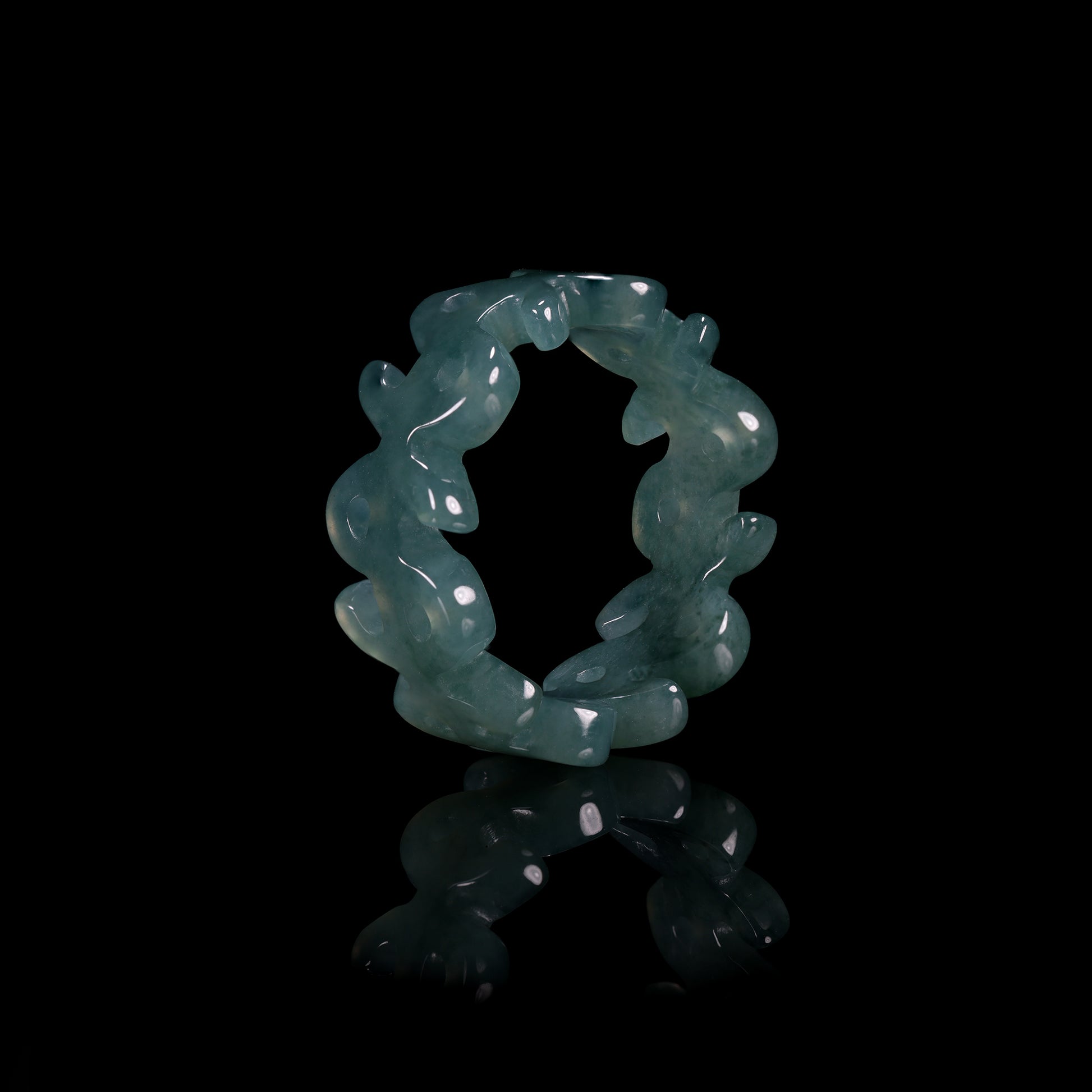 Auspicious Cloud Hollow Jade Ring - Grade A Natural Jade Jewelry