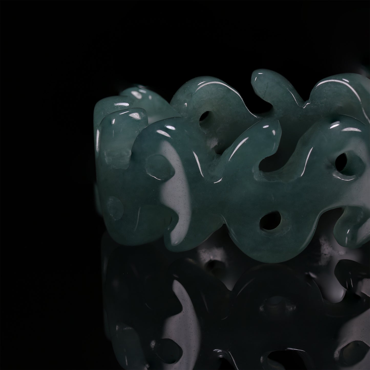 Auspicious Cloud Hollow Jade Ring - Grade A Natural Jade Jewelry