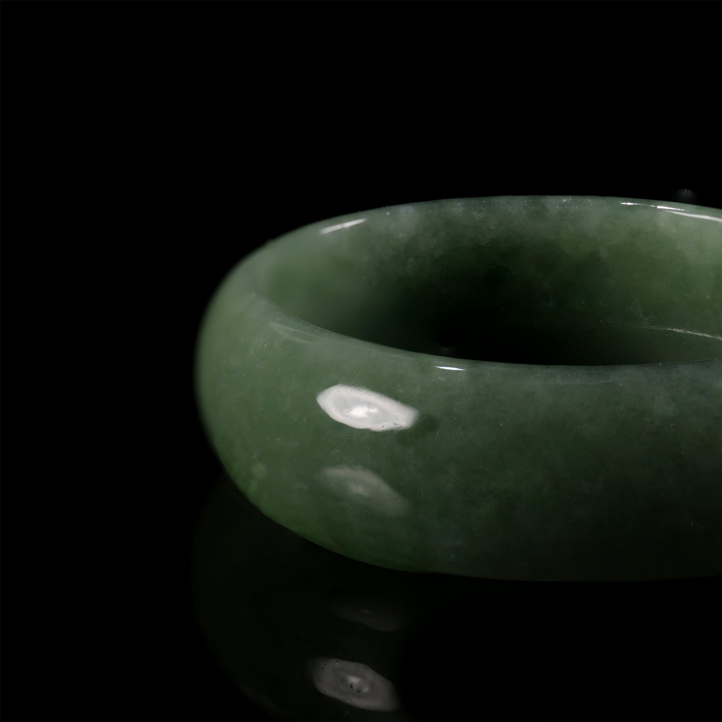 Oil Green Jade Smooth Wide Band Ring - Grade A Natural Jade Jewelry