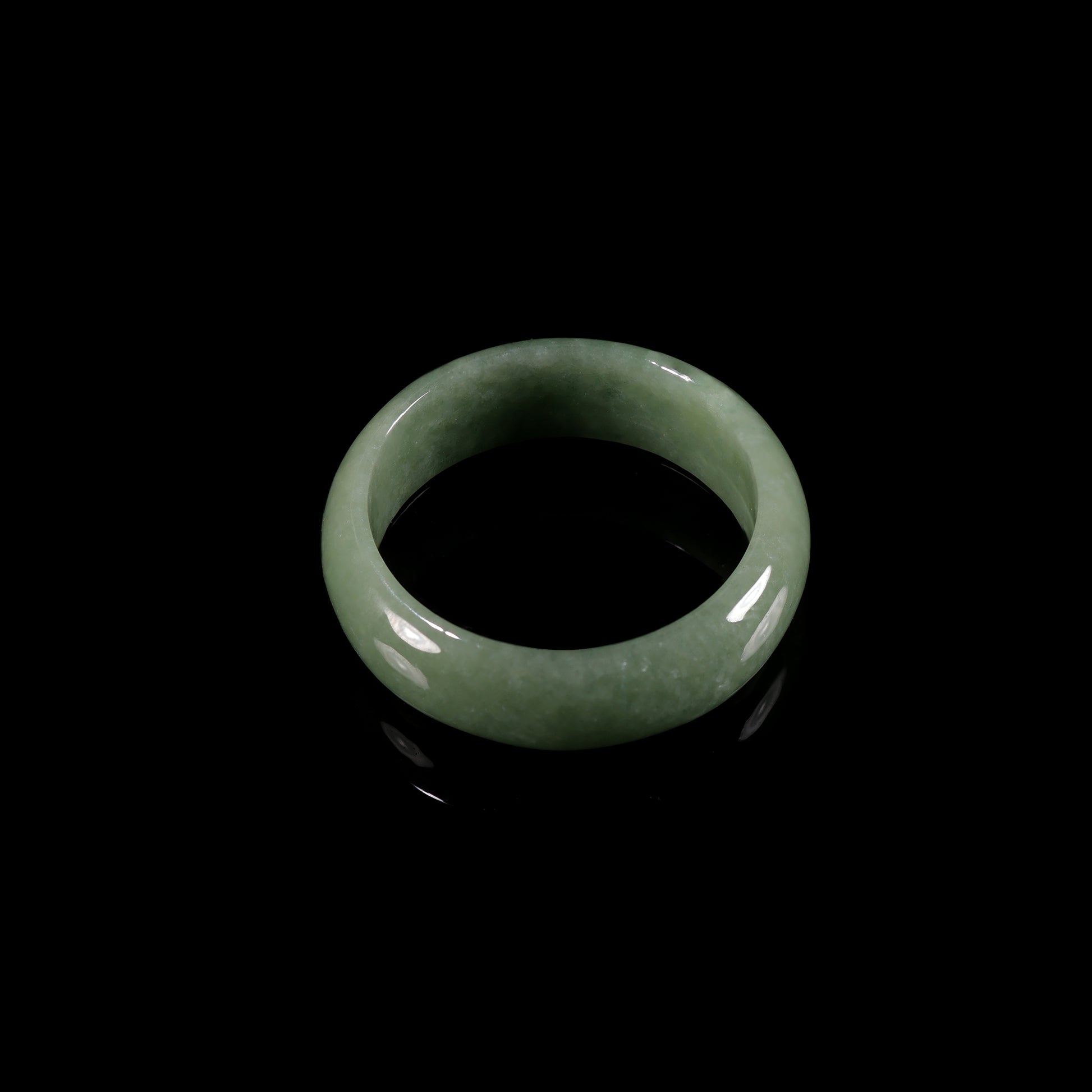 Oil Green Jade Smooth Wide Band Ring - Grade A Natural Jade Jewelry