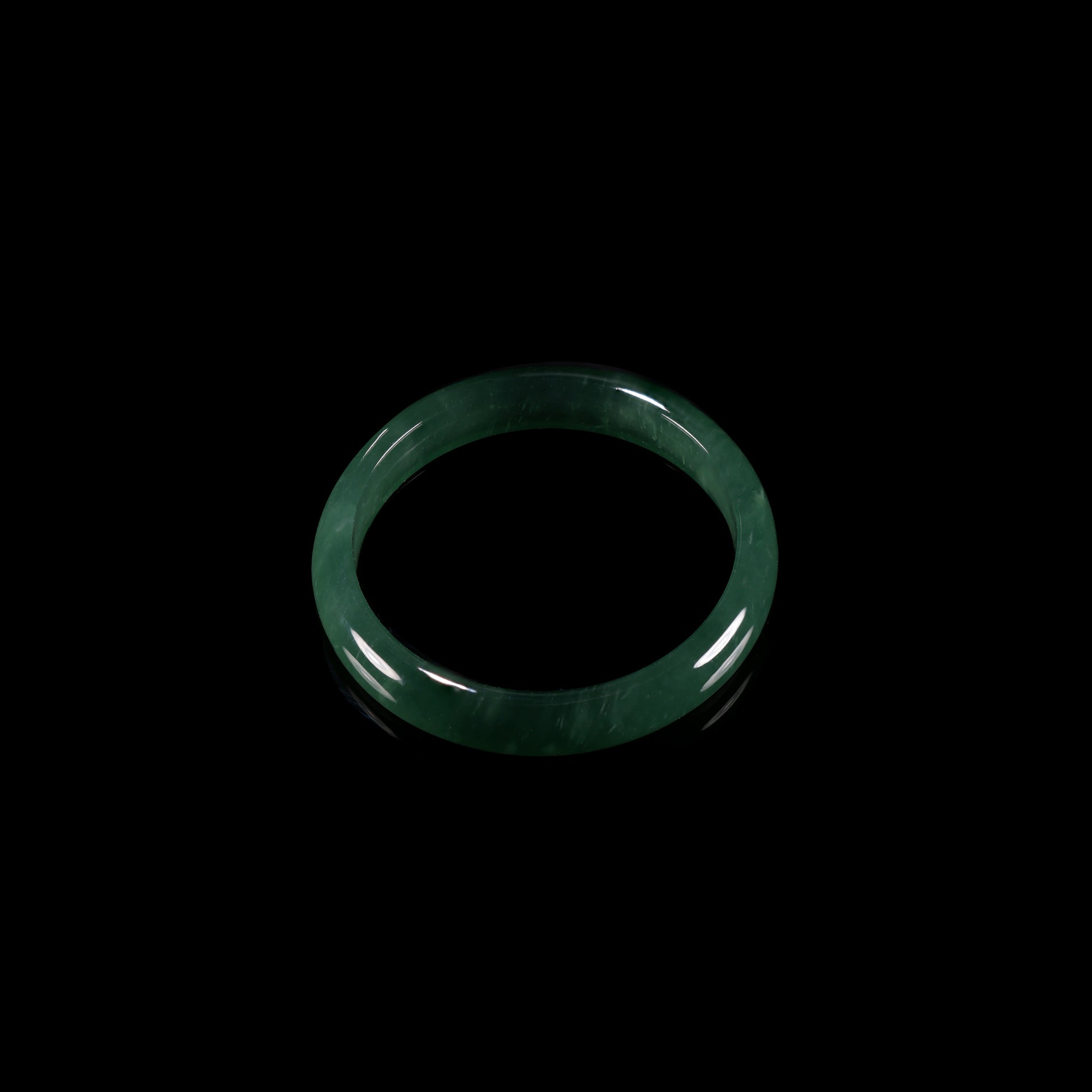 Deep Green Jade Smooth Slim Band Ring - Grade A Natural Jade Jewelry