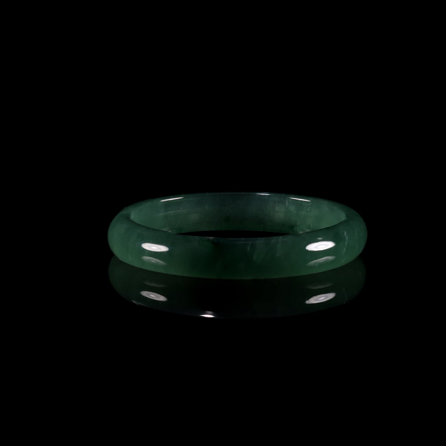 Deep Green Jade Smooth Slim Band Ring - Grade A Natural Jade Jewelry