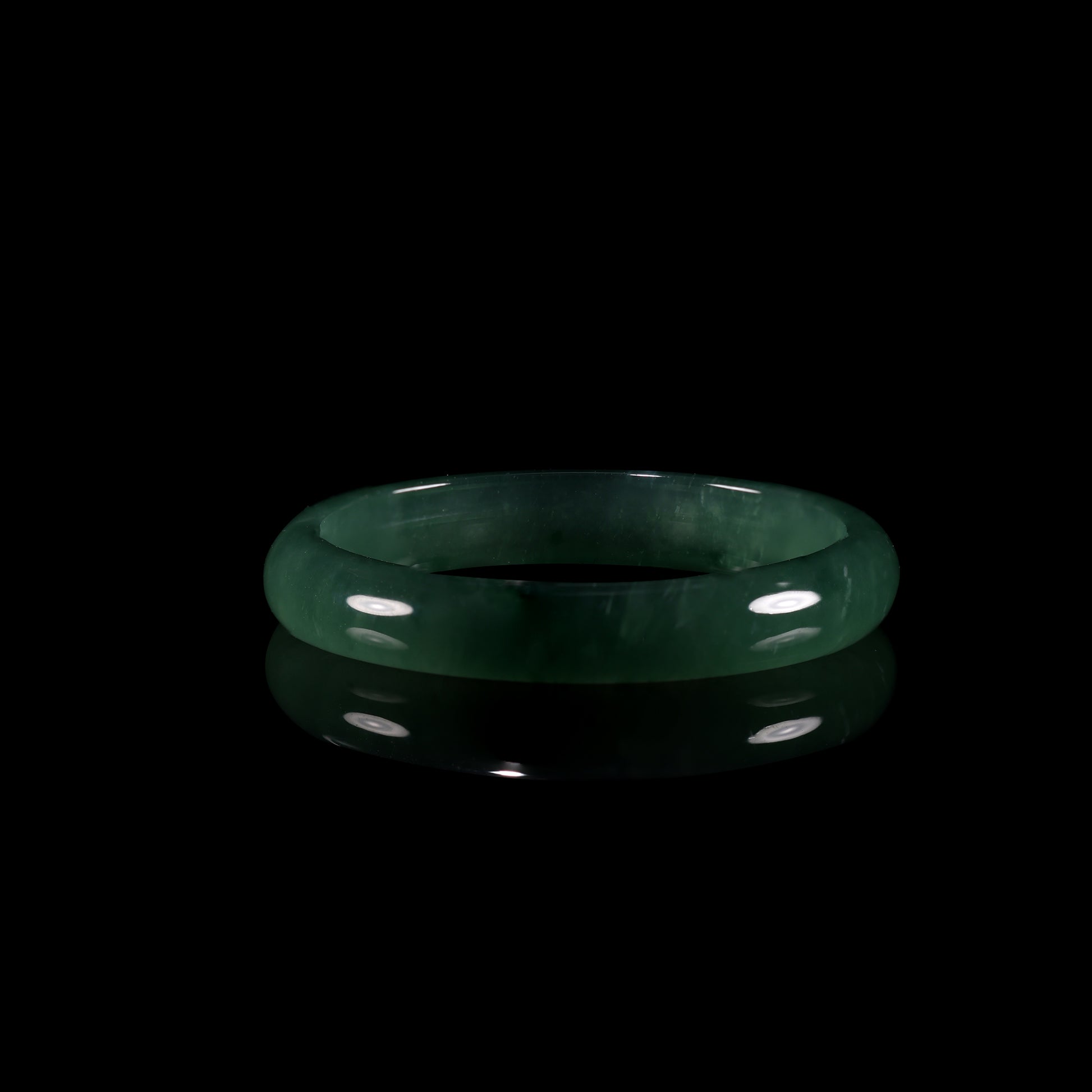 Deep Green Jade Smooth Slim Band Ring - Grade A Natural Jade Jewelry